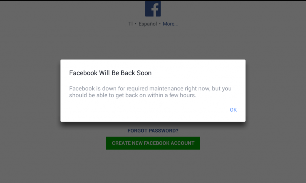 facebook will be back soon