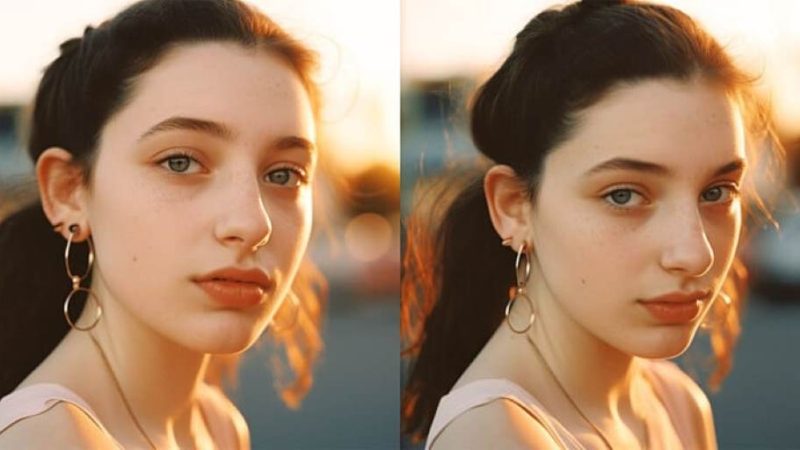 A lifelike portrait of a woman with natural lighting, shot with a Canon EOS R5, showcasing clear skin tones and sharp features