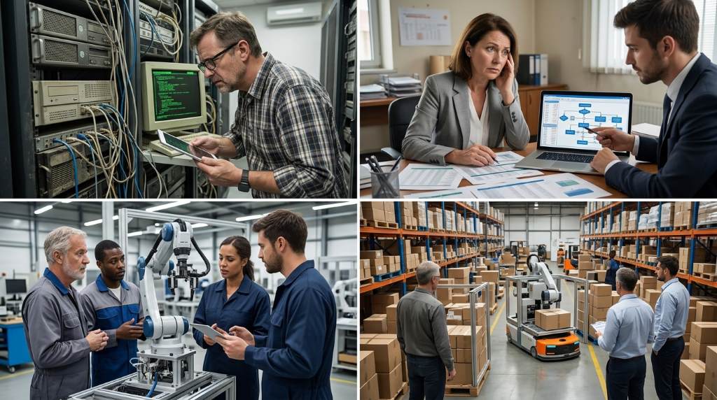 Employees learning automation technology in California workplace