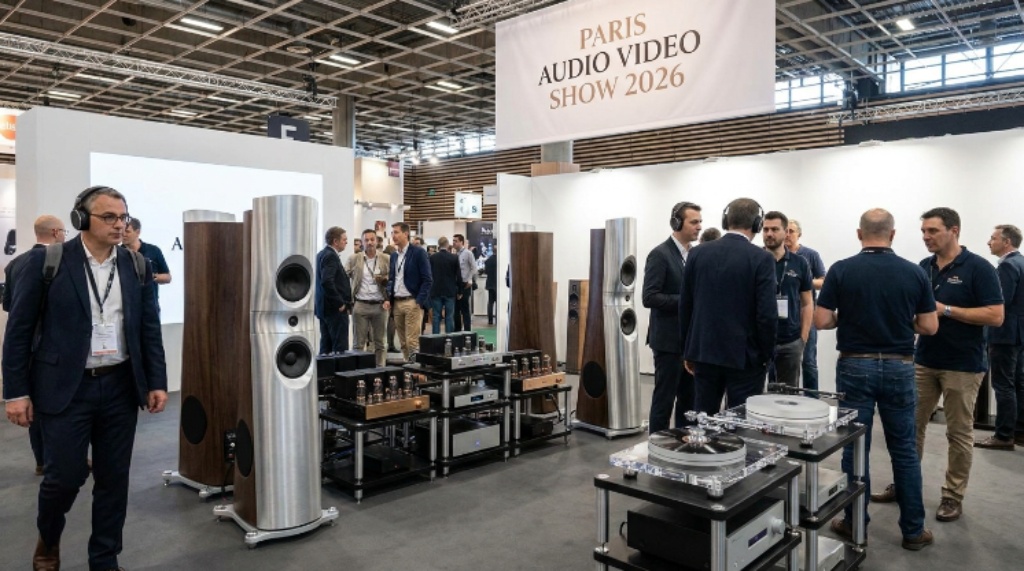 High-end speakers and audio equipment on display at Paris Audio Video Show 2026