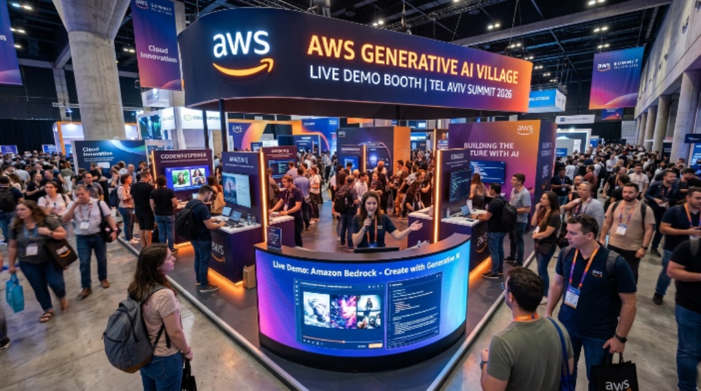 AWS Generative AI Village live demo booth at Tel Aviv Summit 2026
