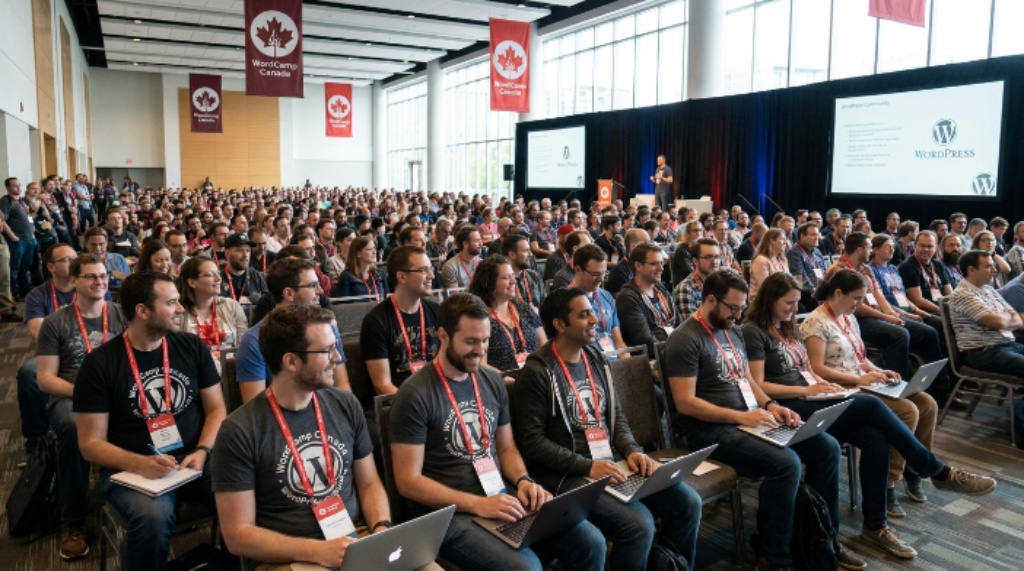 WordPress community members attending sessions at WordCamp Canada